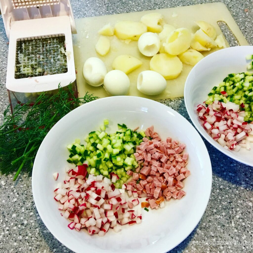 preparing okroshka with kvas