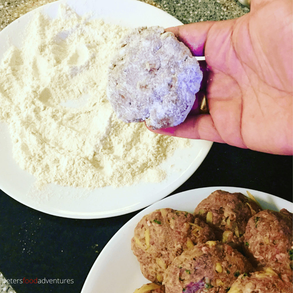 flour on meatballs before frying