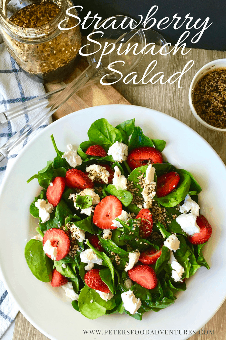 Bowl of Strawberry Spinach Salad with Goat Cheese