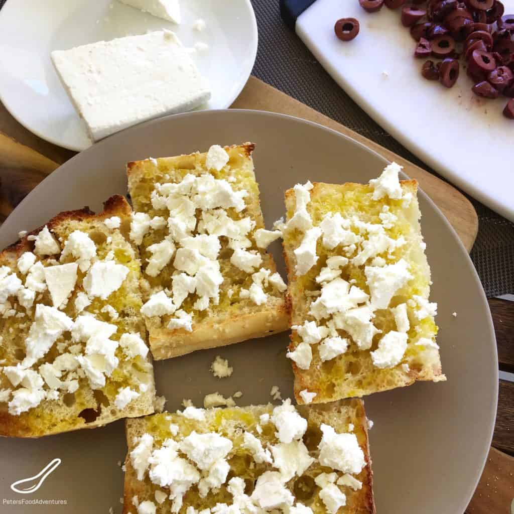 Toasted Turkish Pide Bread with Feta & Olives