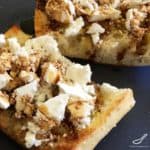 Toasted Turkish Bread with crumbled Feta, generously slathered in a delicious flavoured finishing vinegar (balsamic vinegar) is an amazing breakfast, delicious lunch or easy snack - Toasted Turkish Bread with Feta & Caramelized Fig Vinegar