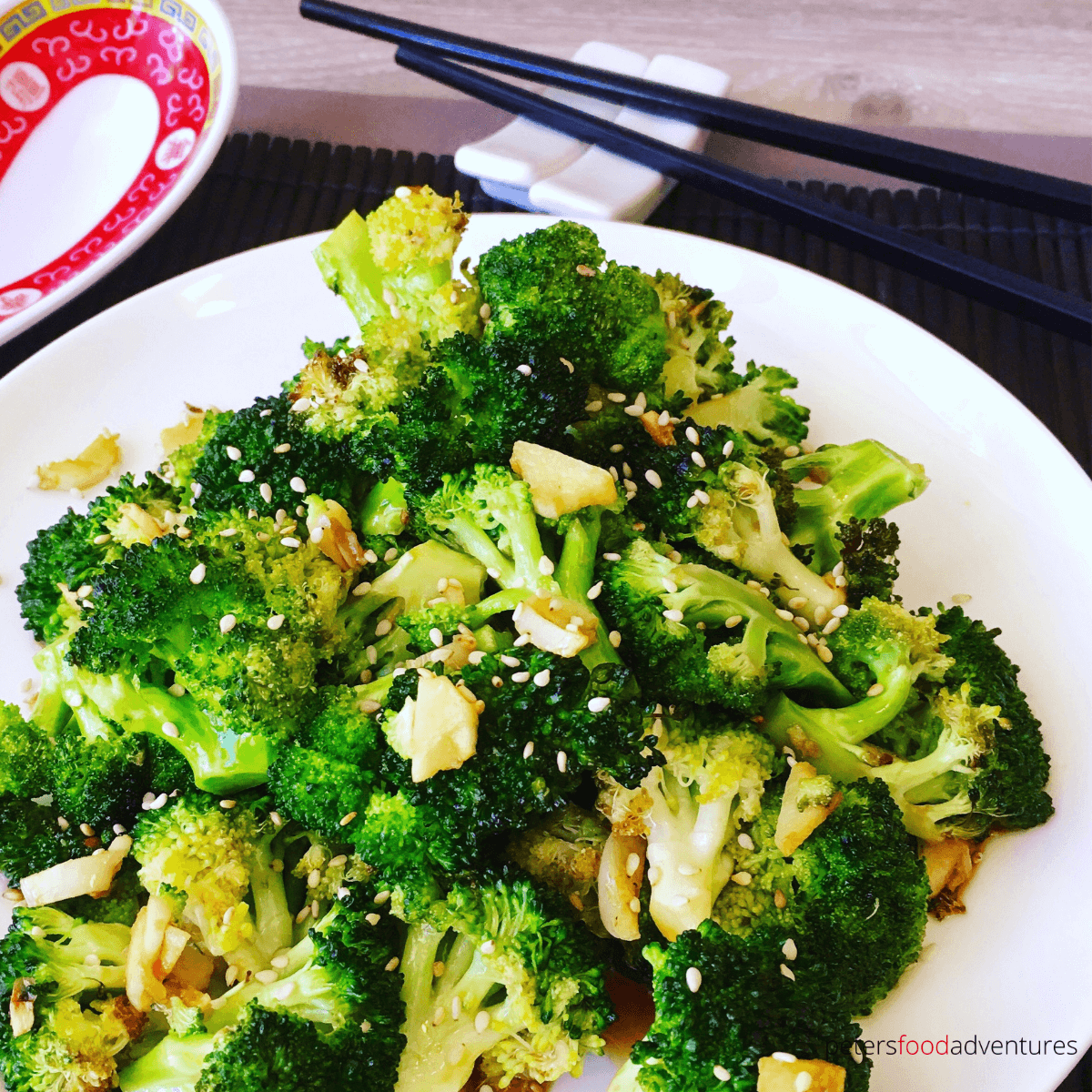 Oven Roasted Broccoli with Garlic and Soy Sauce is healthy, easy and delicious. Chinese style, roasted with garlic, flavorful and packed full of vitamins. The best broccoli side dish you’ll ever make!