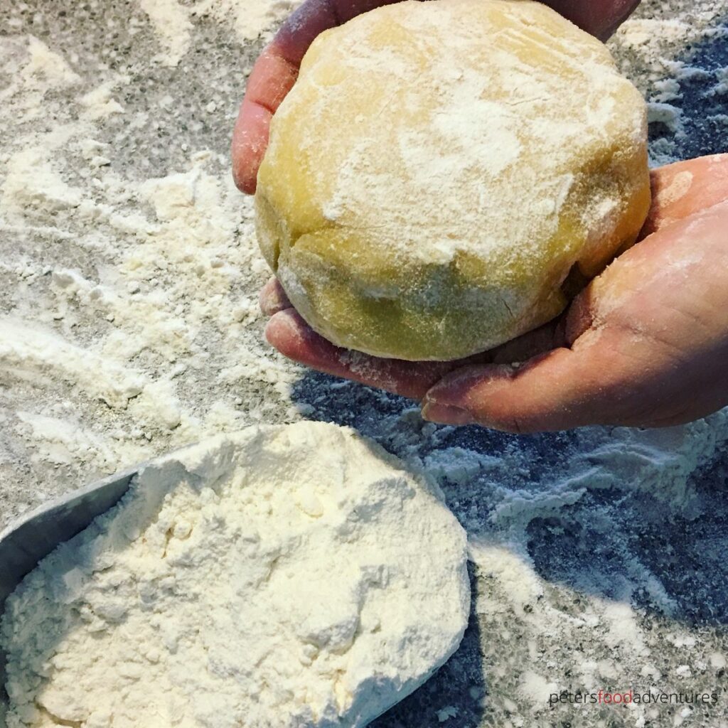 kneading cookie dough