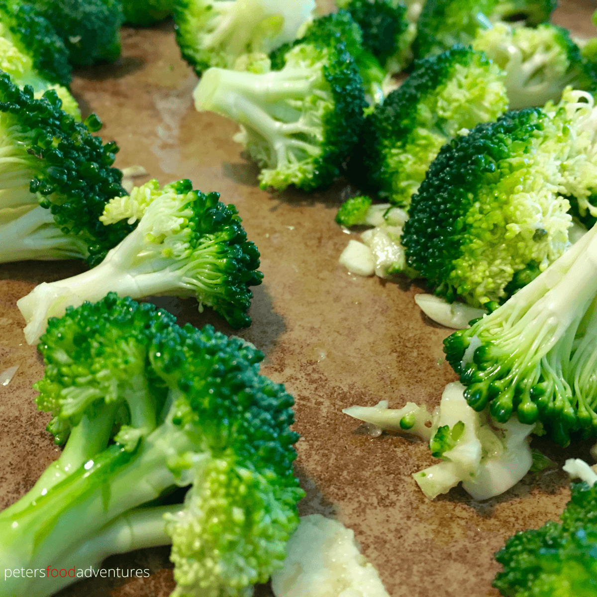 roasting broccoli on a tray