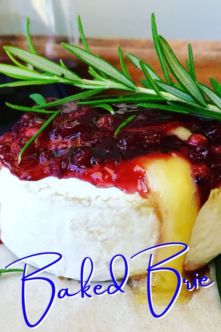 baked brie with cranberries and rosemary Pinterest pin