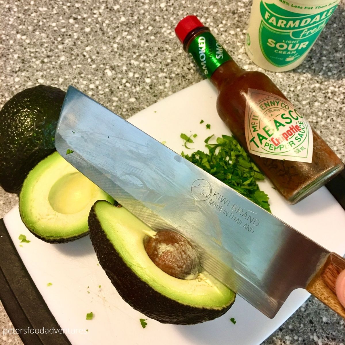 cutting avocados with knife