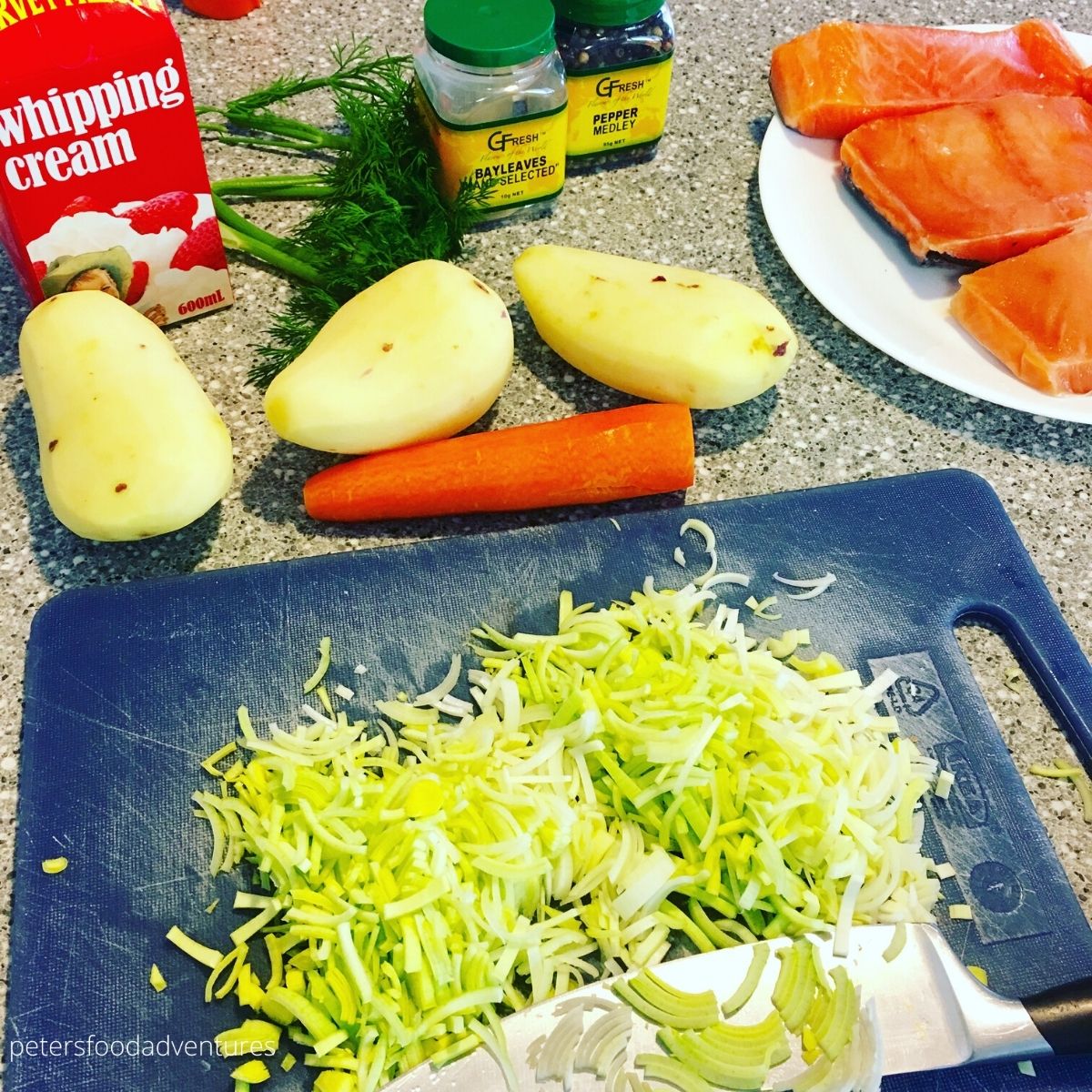 sliced leeks and vegetables