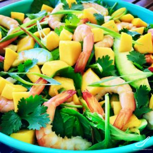 This Prawn and Avocado Mango Salad is delicious, fresh and healthy - made with an easy creamy Sweet Chili n Lime Dressing - Shrimp Mango Salad