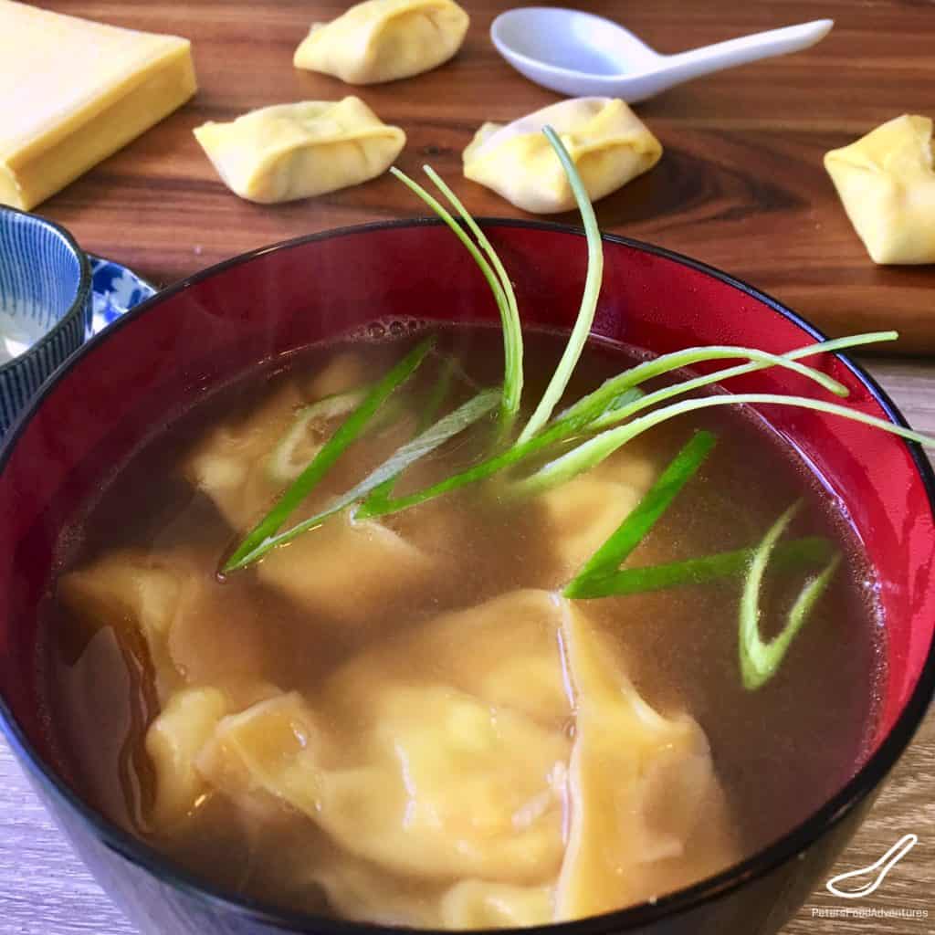 Authentic Wonton Soup recipe with easy step by step instructions, made with broth from leftover turkey. Healthy, lean and delicious! Turkey Wonton Soup