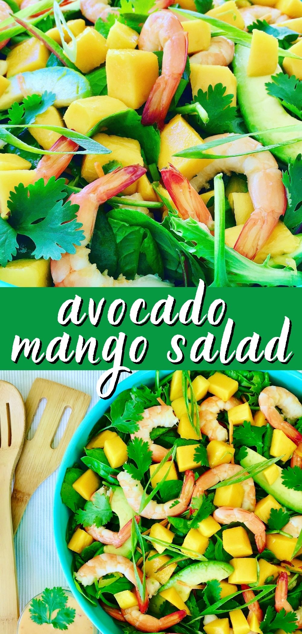 bowl of avocado mango salad with shrimp