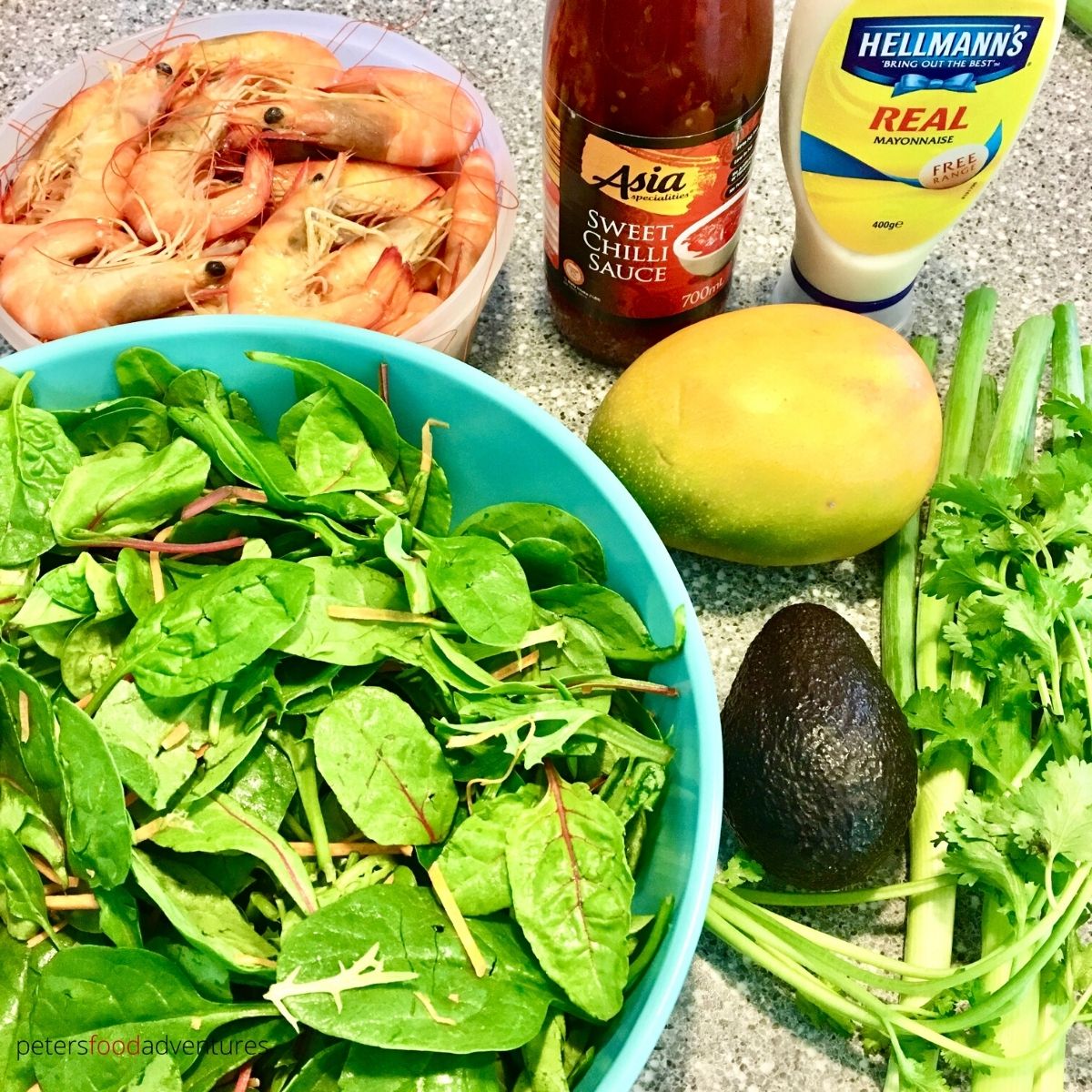 ingredients for shrimp mango salad