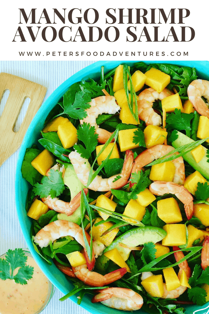 This Prawn and Avocado Mango Salad is delicious, fresh and healthy - made with an easy creamy Thai Sweet Chili n Lime Dressing - Shrimp Mango Salad