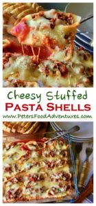 So delicious! Easy Italian jumbo pasta shells stuffed with beef bolognese sauce, vegetables, fresh herbs, all topped with mozzarella and parmesan cheese - Cheesy Stuffed Pasta Shells (Conchiglioni Bolognese)