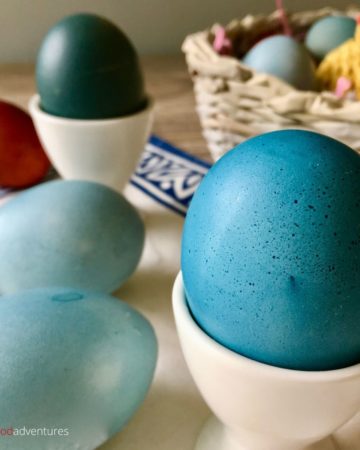 blue easter eggs dyed from cabbage