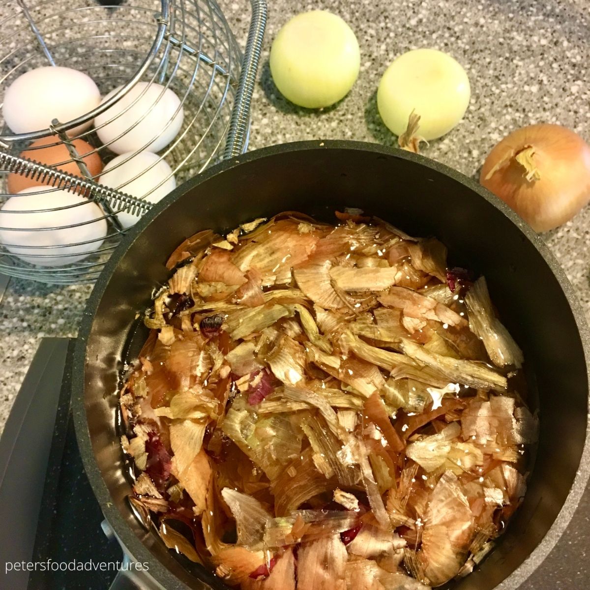 onion skins in a pot