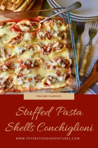 So delicious! Easy Italian jumbo pasta shells stuffed with beef bolognese sauce, vegetables, fresh herbs, all topped with mozzarella and parmesan cheese - Cheesy Stuffed Pasta Shells (Conchiglioni Bolognese)