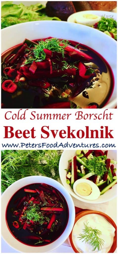 Classic Svekolnik Soup (Свекольник) is simply a cold vegetarian borscht recipe without cabbage, much loved and full of vitamins. Like Holodnik or Okroshka, or Gazpacho, cold summer soups are perfect on a hot summer's day. A vegetarian and Vegan dinner. In Russia, it's all about the beets. Bon Appetit! Приятного аппетита!