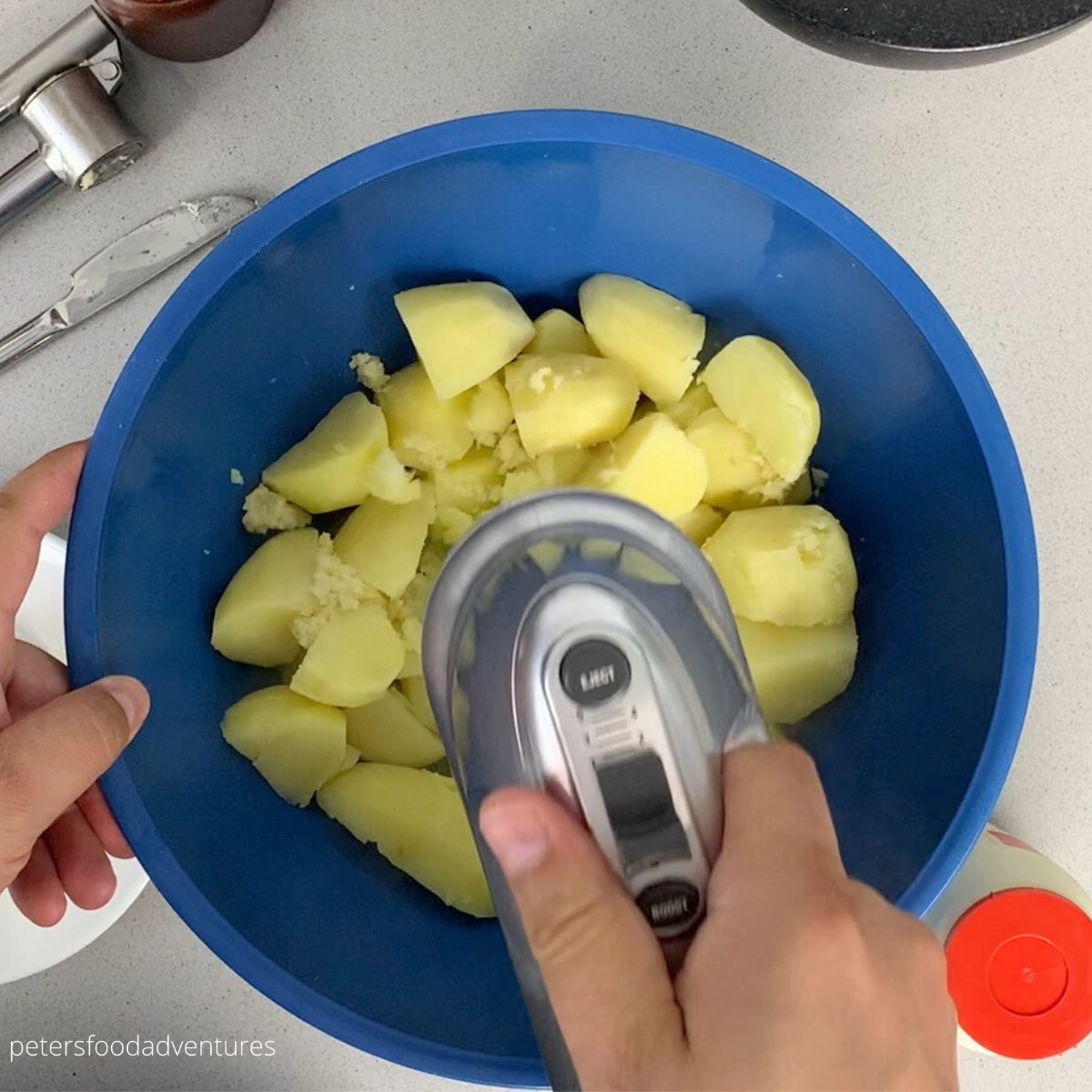 mixing mashed potatoes