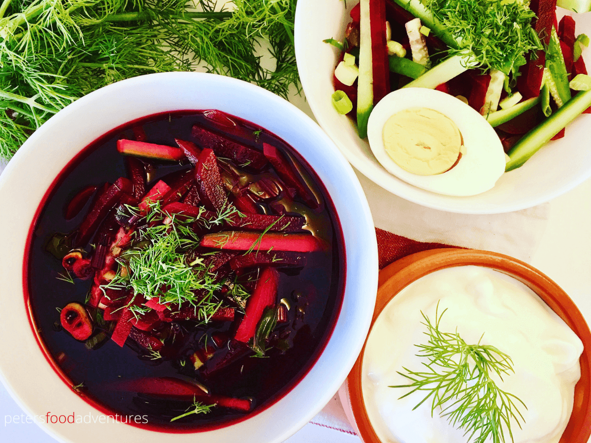 Popular in Russia, Svekolnik (Свекольник) is a vegan cold borscht recipe, much loved and full of vitamins. Like Holodnik, Okroshka, or Gazpacho, cold summer soups are perfect on a hot summer's day. A refreshing lunch or dinner. In Russia, it's all about the beets.