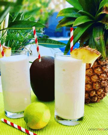 This family friendly Virgin Pina Colada recipe is so easy to make. All you need is a few ingredients and a blender! Add fresh pineapple for extra natural sweetness and tropical flavor! A creamy and refreshing summer mocktail!