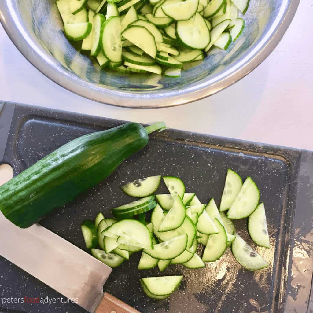 slicing cucumbers for mizeria salad