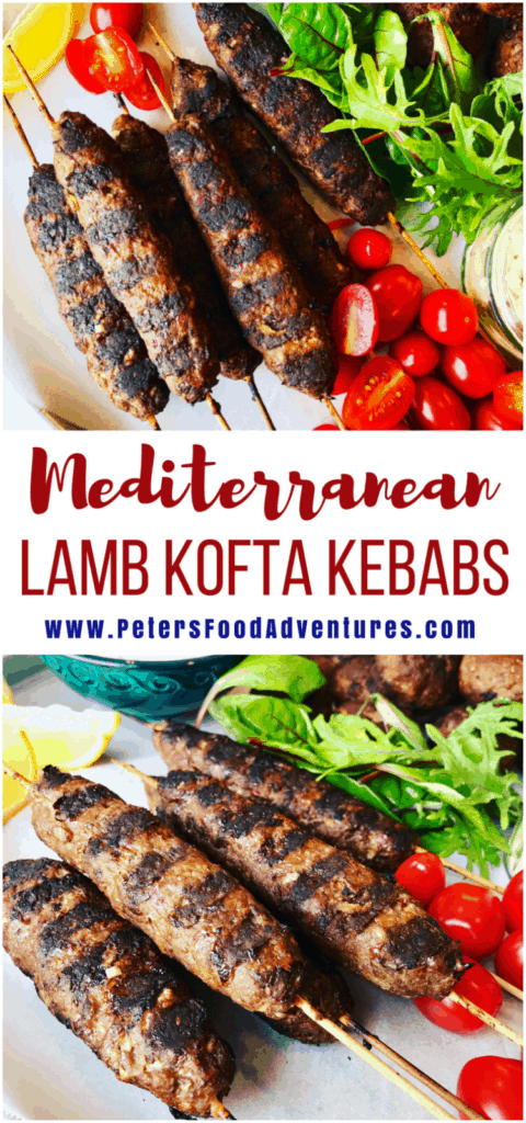 A delicious grilled Greek Mediterranean classic with ground lamb, cumin ,coriander, sumac served with pita bread and Tzatziki sauce -Easy Lamb Kofta Kebabs Recipe