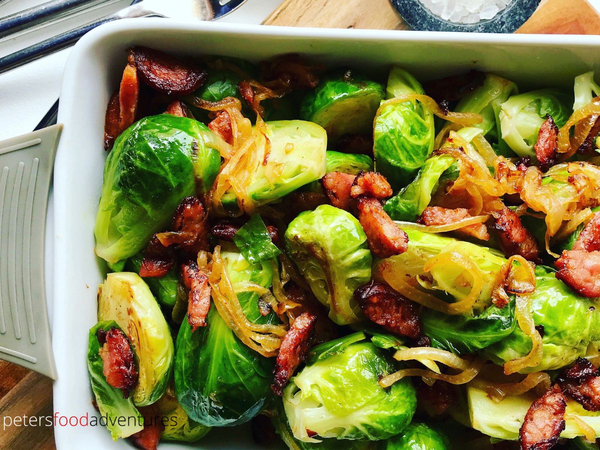 serving balsamic brussels sprouts