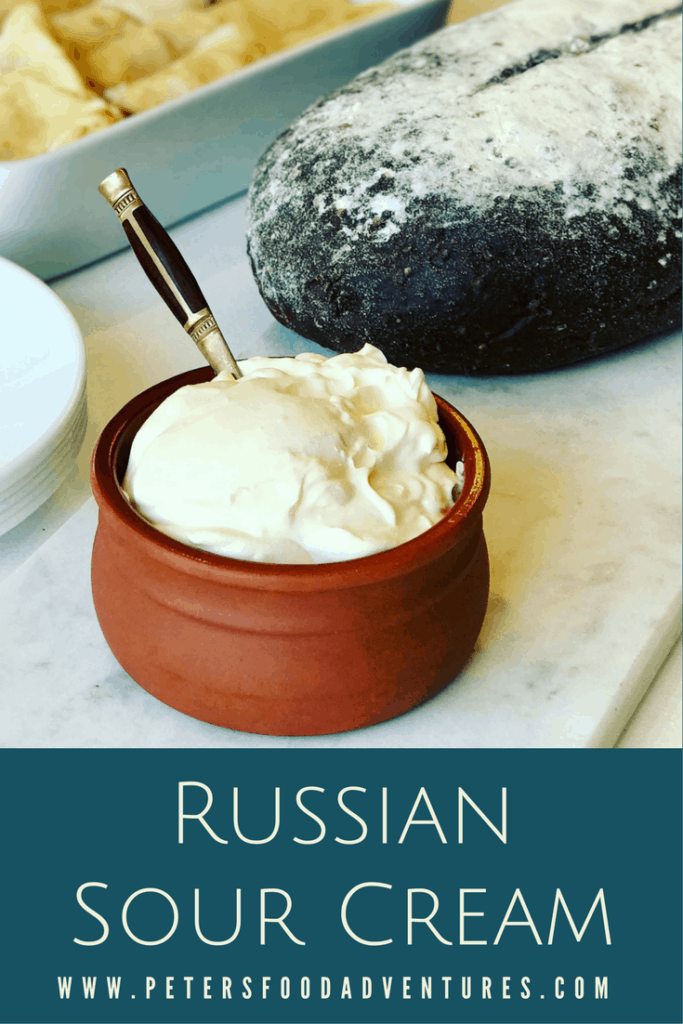 russian sour cream in a bowl with a spoon