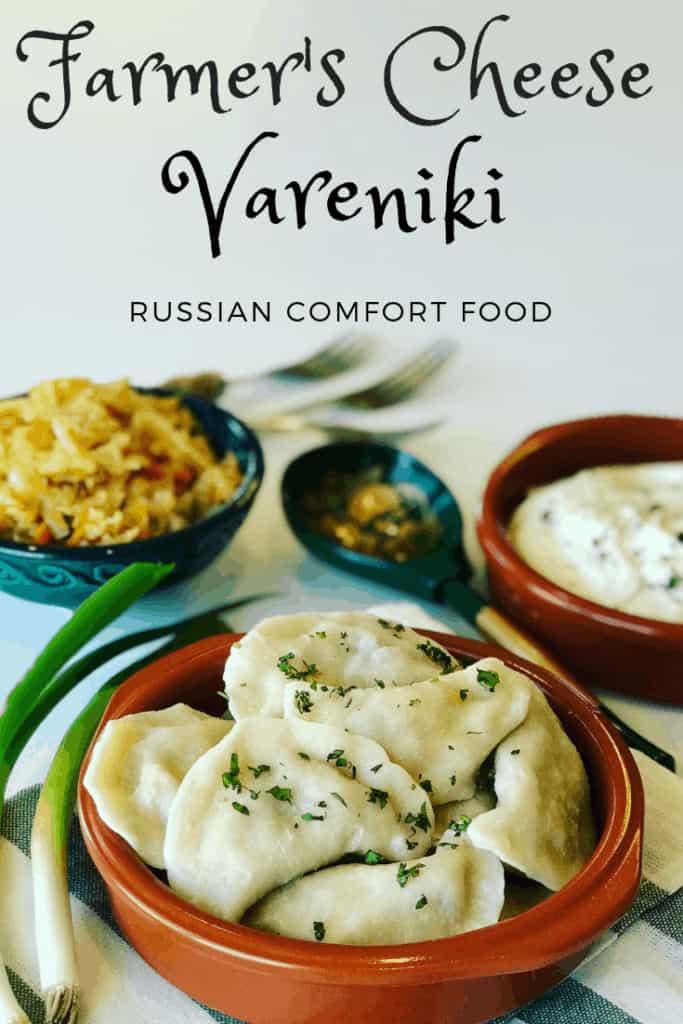 Vareniki Dumplings with Farmer's Cheese. A comfort food popular in Russia, Ukraine and Eastern Europe. Known as Perogies, Pierogi, Pirohy and more... Slather generously with butter and sour cream.