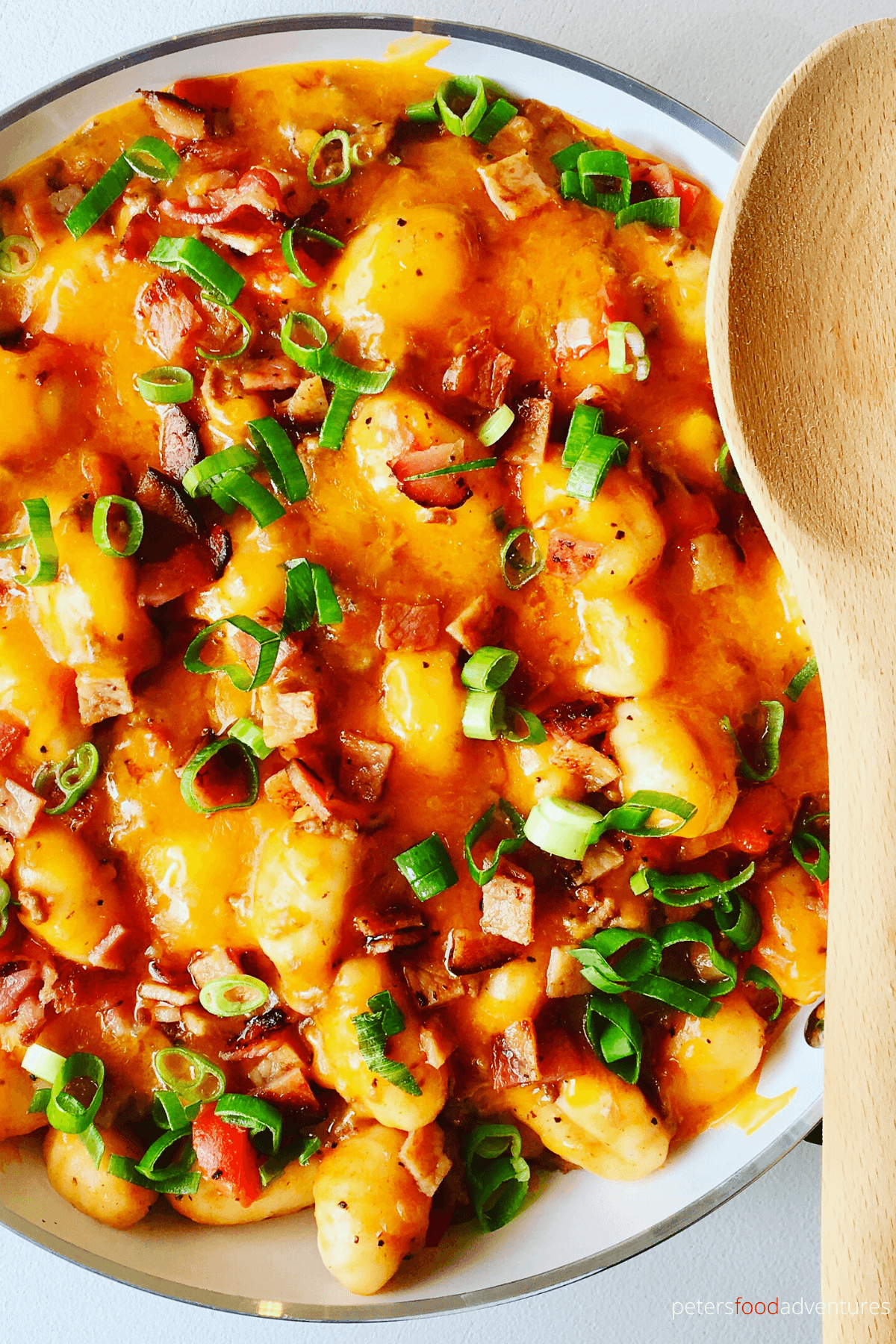 Your kids will LOVE this! The only way to eat gnocchi, an easy one pot wonder! Cheeseburger inspired with seasoned ground beef, bacon, tomatoes, red peppers, gooey melted cheddar cheese. Bacon Cheeseburger Gnocchi