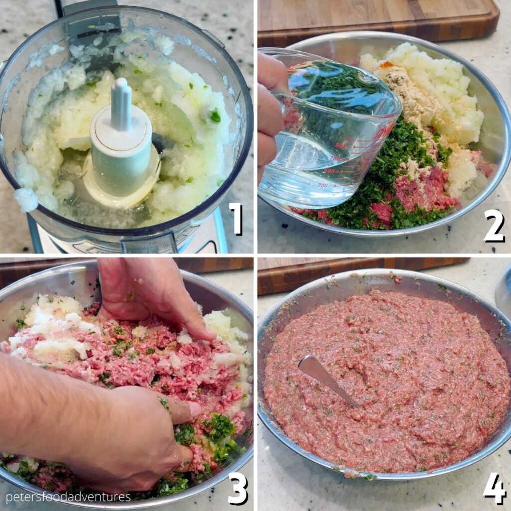 mixing khinkali meat step by step