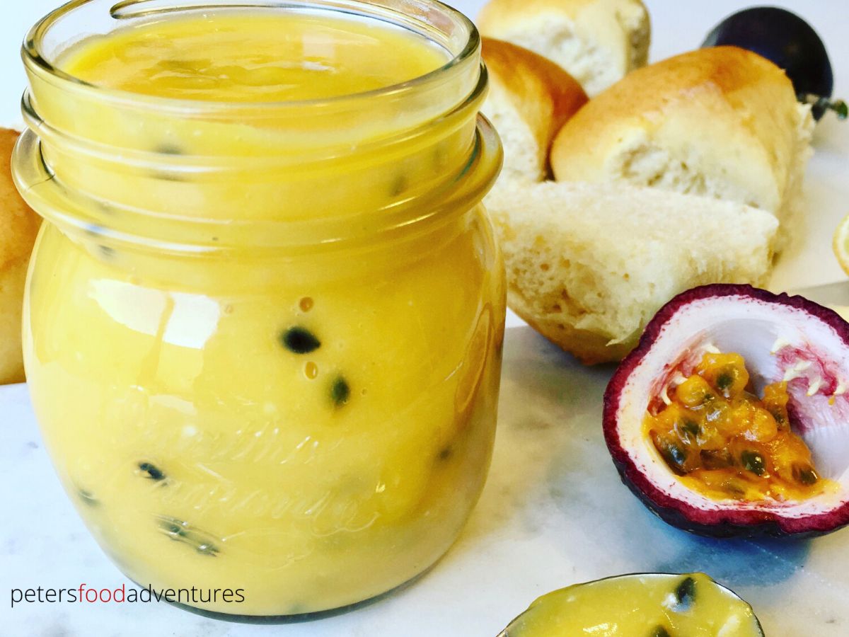 jar of passionfruit curd