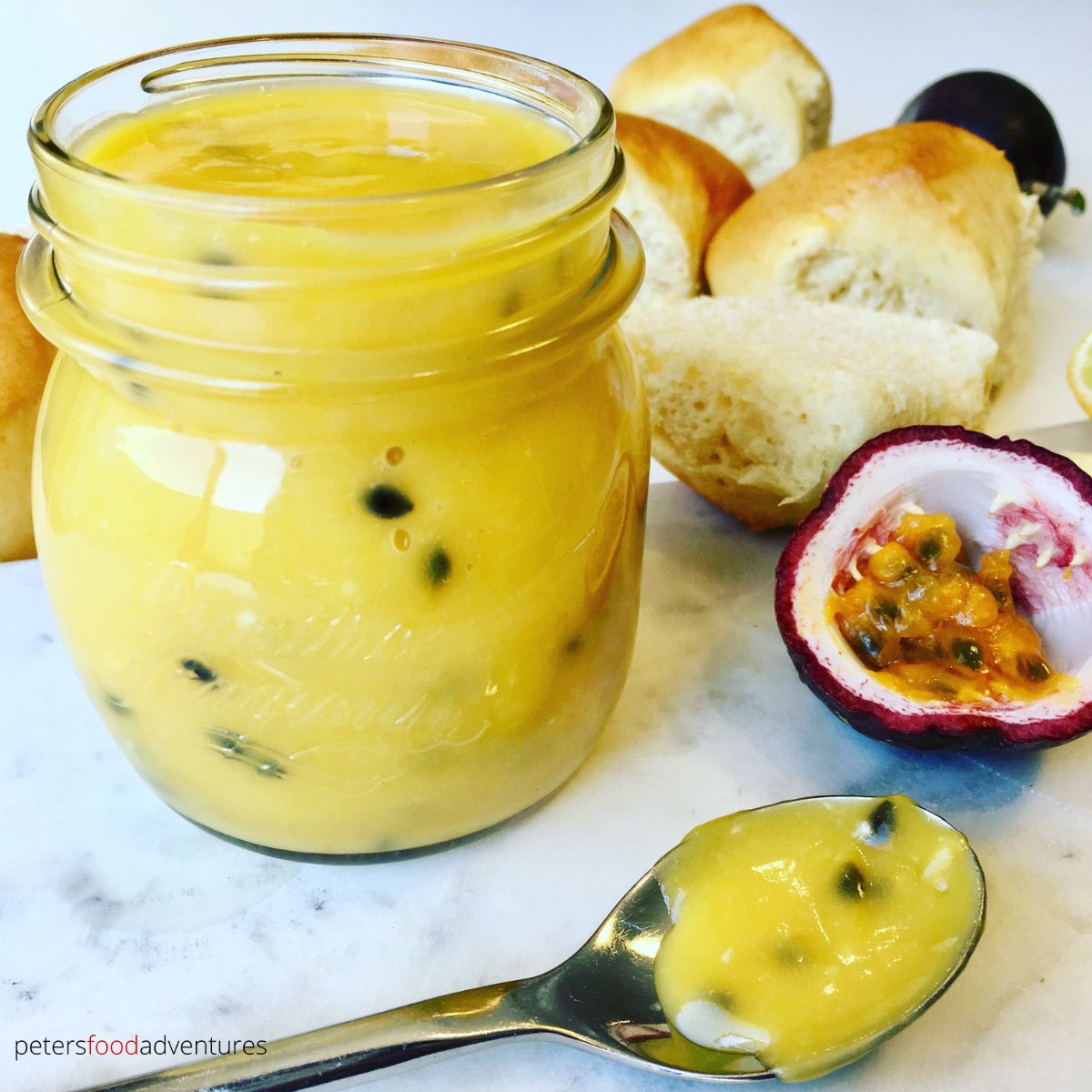 jar of passionfruit curd