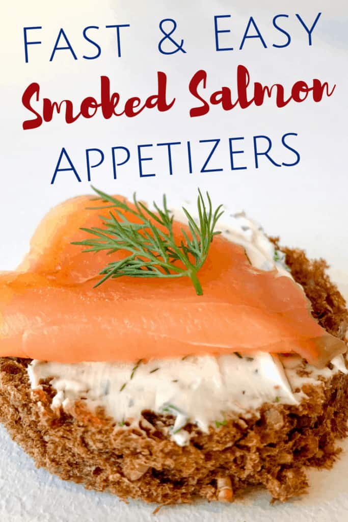 An easy to make appetizer, ready in minutes! Smoked Salmon, dill cream cheese on rye bread rounds (or pumpernickel). This simple 4 ingredients recipe is the perfect salmon canape for the holidays. Smoke Salmon Appetizer