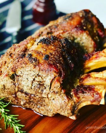 prime rib roast on a cutting board