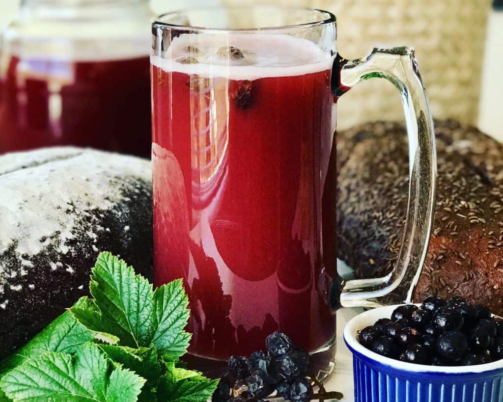 Kvass with black currants in a  glass