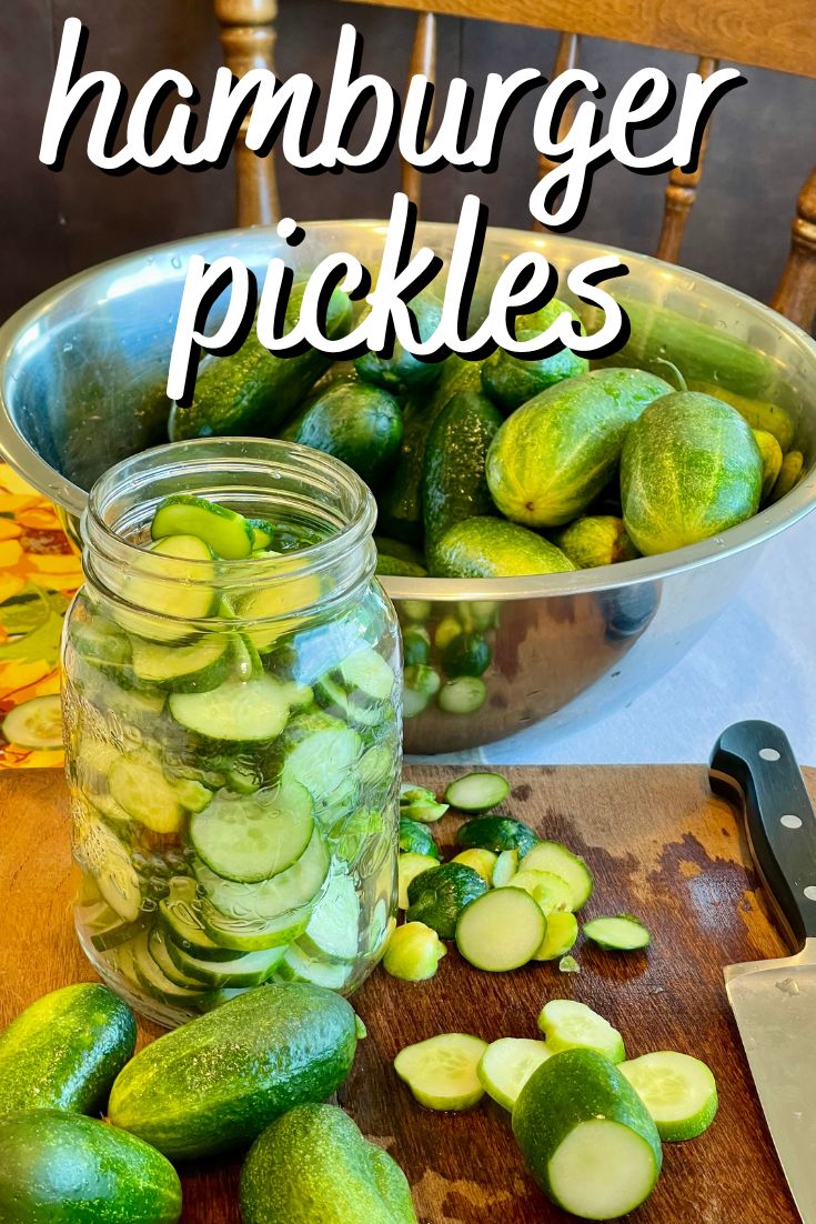 making hamburger pickles in jar