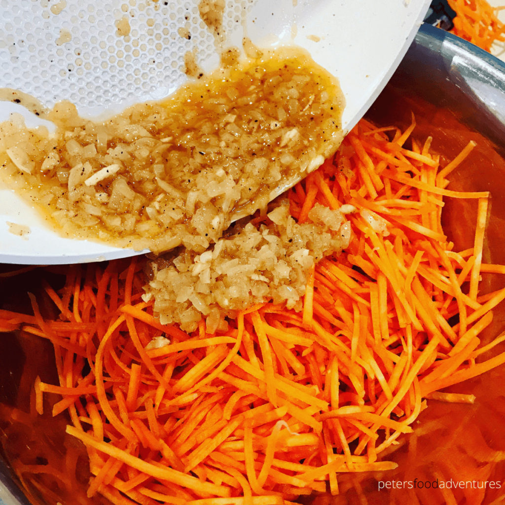 fried onions added to carrot salad