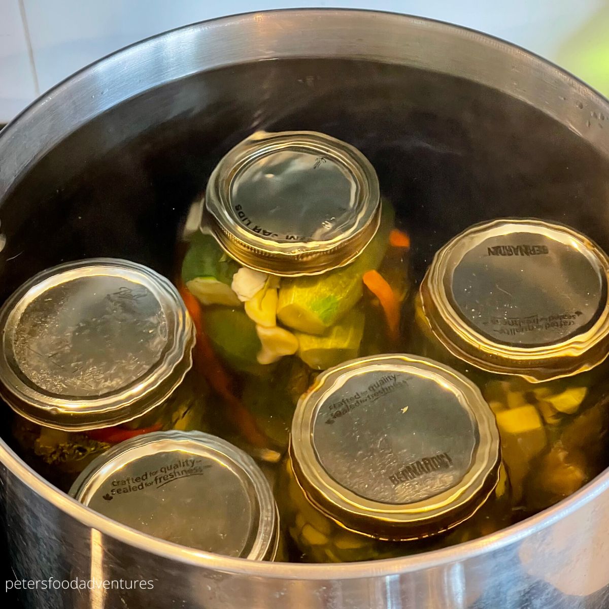 pickles in water bath