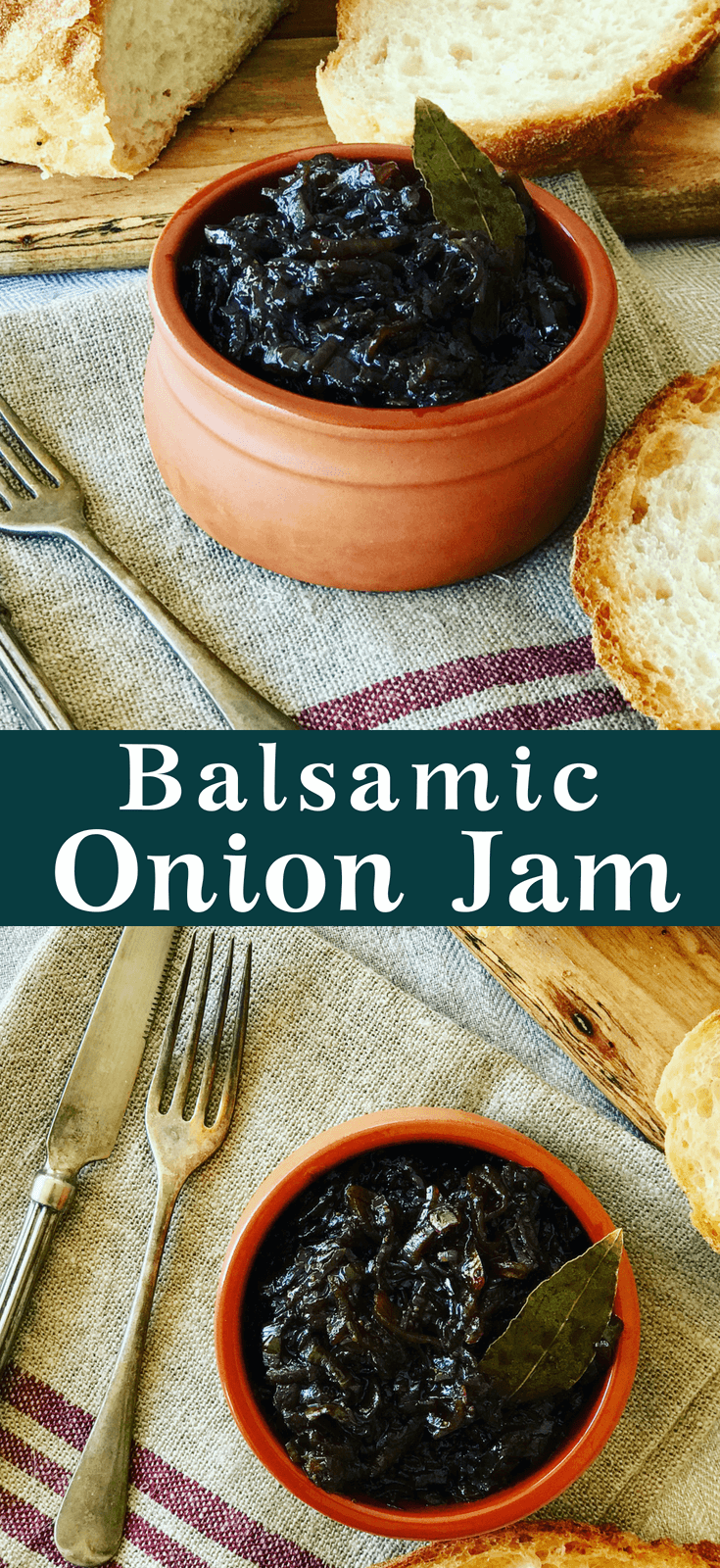 onion jam in a bowl beside bread