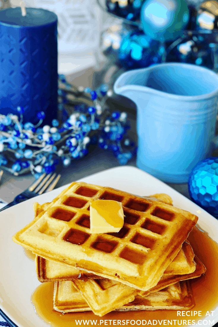 Eggnog Waffles are the perfect breakfast for Christmas morning! Easy to make, crispy and golden on the outside, and soft on the inside. Delicious down to the last bite!