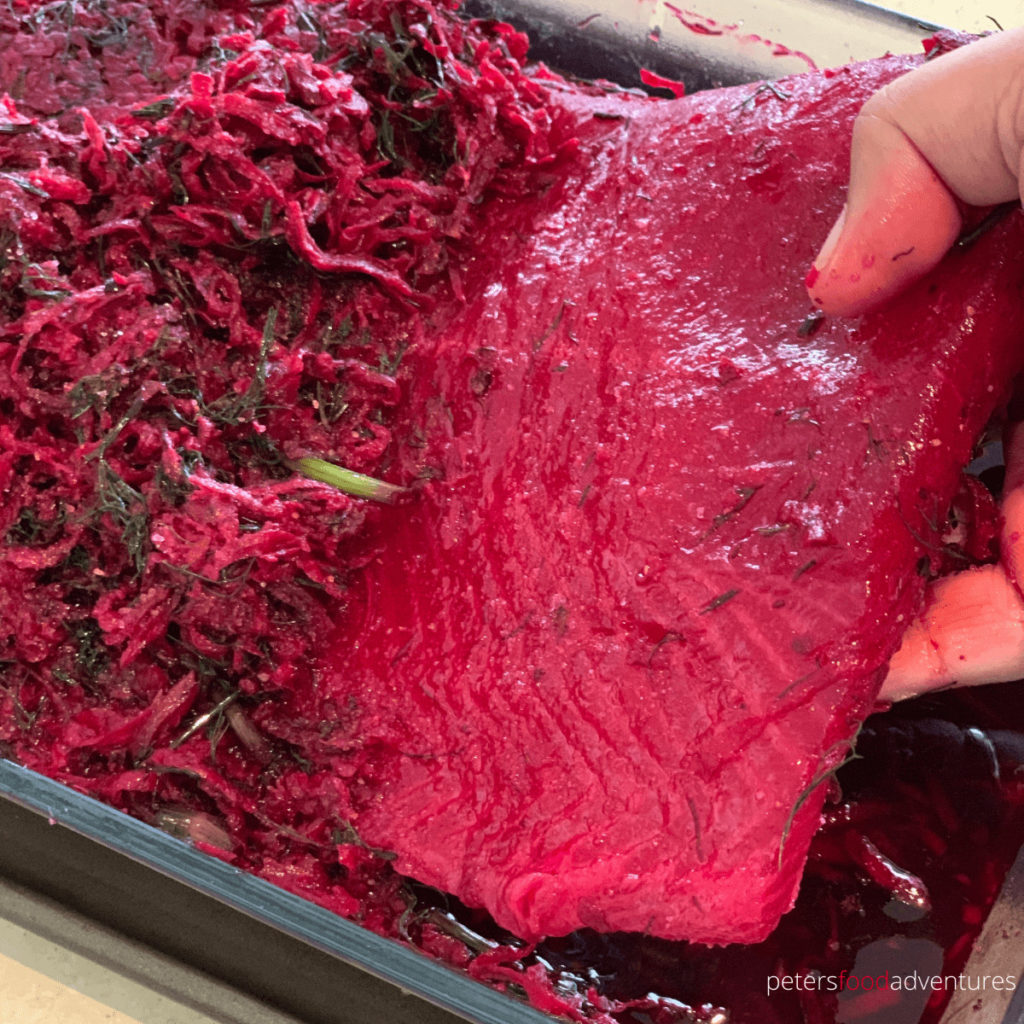 curing salmon in beets