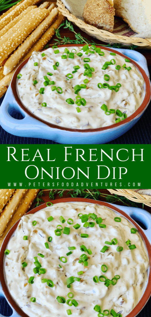French Onion Dip in a bowl - Pinterest Pin