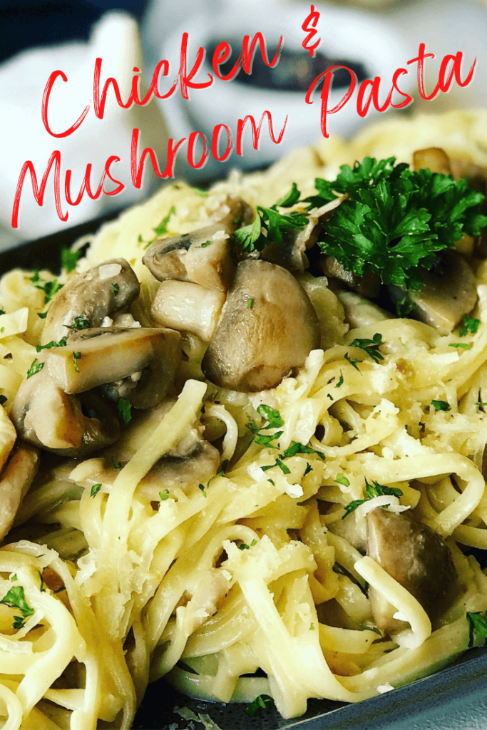 Make Chicken and Mushroom Pasta for dinner tonight! This is my ultimate comfort food - Fettuccine with creamy mushrooms. Perfect for busy evenings, a weeknight dinner ready in around 30 minutes! It's so easy to make, and can be made as a one pot pasta skillet meal.