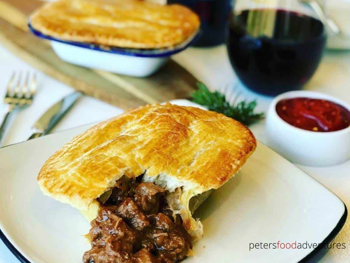 meat pie with chunks of meat spilling out