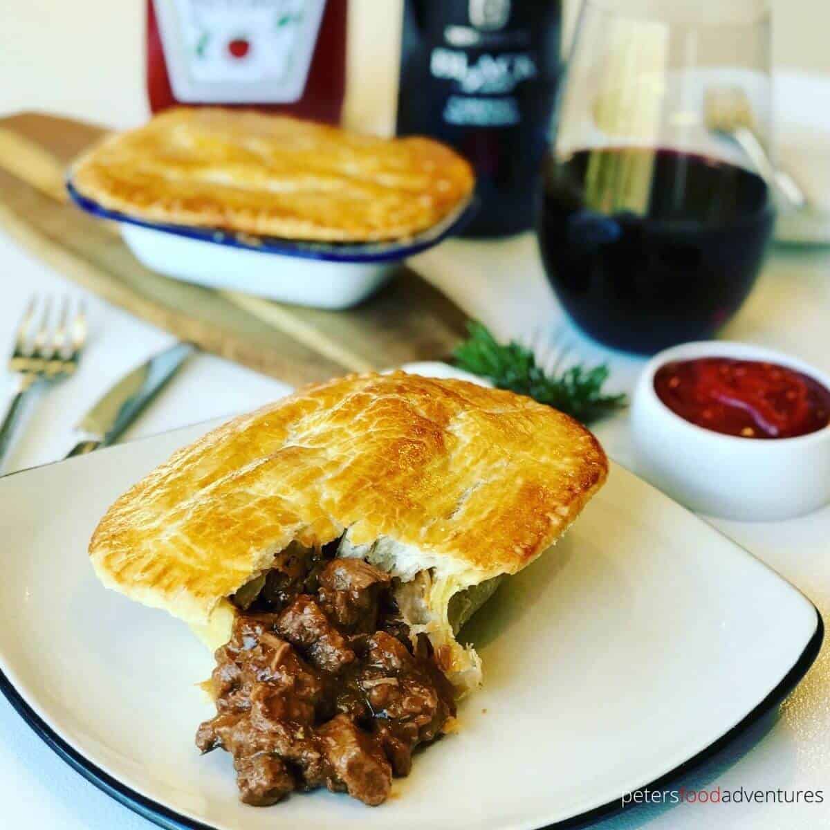meat pie with meat spilling out