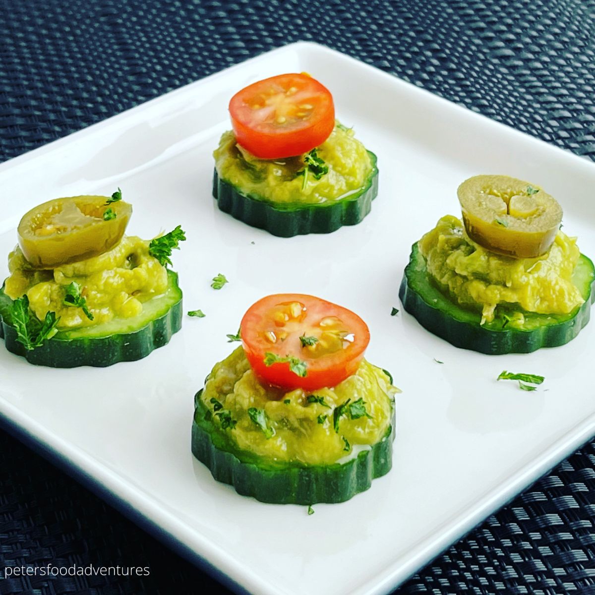Avocado Cucumber Appetizers on a plate