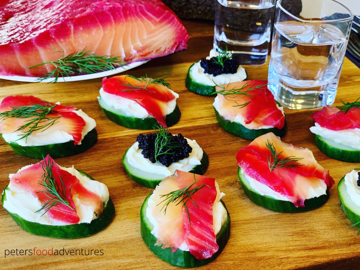 Cucumber Appetizers on a board
