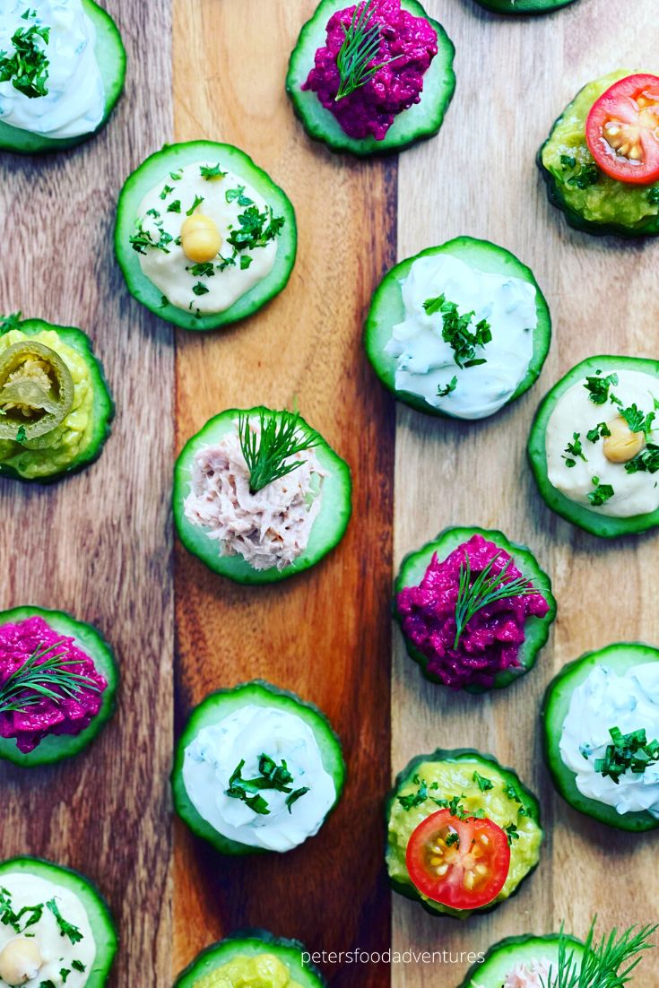 Cucumber Appetizers Ideas on a board