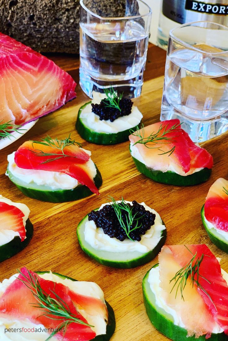 Cucumber Appetizers on a board